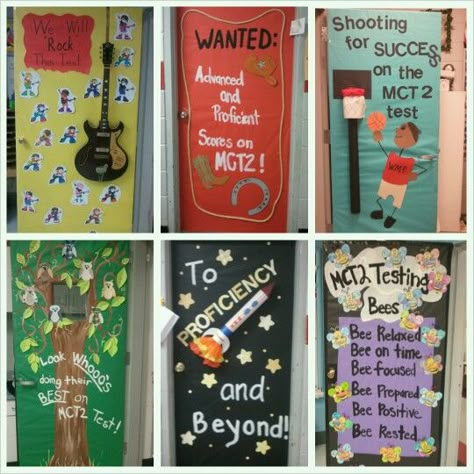 MCT2 Test door deco at school. 2012 Gmas Testing Posters, Testing Door Decorations Classroom, State Testing Themes For Elementary, State Testing Door Decorations, Testing Door Decorations, State Testing Bulletin Board, Staar Posters, Test Prep Bulletin Board, Standardized Testing Motivation