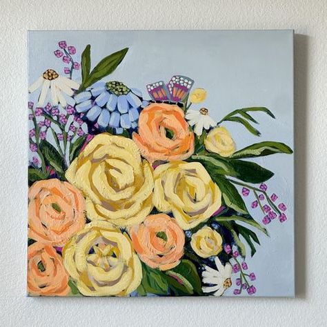 ‘Summer’s Garden’ Floral Painting 20x20 Acrylic on Canvas  Samantha Stolinski (@smstolinski) • Instagram photos and videos Painting With Acrylics, Acrylic Painting Flowers, Small Wall Art, Painting Flowers, Small Wall, Art Flowers, Paint Party, Floral Painting, Art School