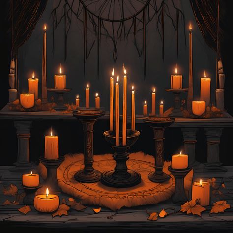 Crafting a Powerful Samhain Altar for Witch’s New Year Winter Solstice Rituals, Samhain Altar, Samhain Ritual, Photo Arrangement, Samhain Halloween, Orange Candle, Festive Cookies, Herbal Magic, Black Candles