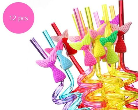 Twin Baby Birthday, Under The Sea Party Decorations, Sea Party Decorations, Mermaid Straws, Ocean Baby Showers, Drink Decorations, Reusable Drinking Straw, Girl Bday Party, Mermaid Party Decorations