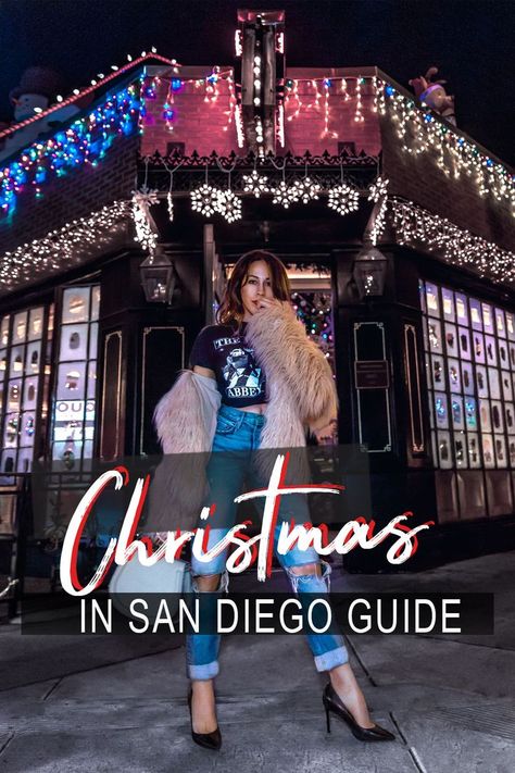 wehre to see the best lights and cutest photo christmas spots in san diego San Diego December Outfits, San Diego Winter Outfit, San Diego Christmas, San Diego Outfits, Christmas Family Fun, Wherever You Will Go, Winter Date Outfits, California Christmas, December Outfits