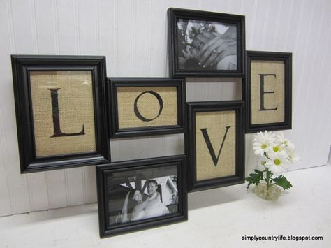 Turn Thrift Store Frames and Burlap Into Collage Wall Art Mini Plant Terrarium, Diy Collage Picture Frames, Walmart Candles, Diy Friend, Backyard Upgrades, Wicker House, Diy Collage, Family Word, Daily Crafts