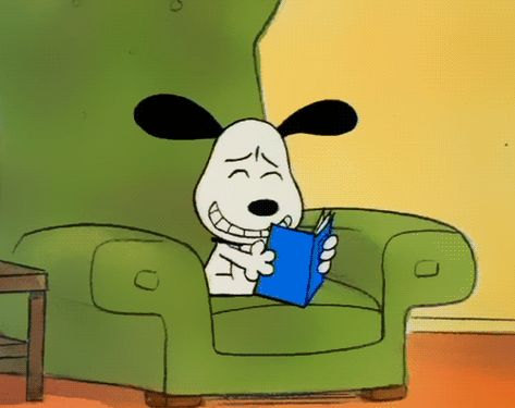 Reading A Book, A Cartoon, Cartoon Character, A Book, Snoopy, Gif, Reading, Green