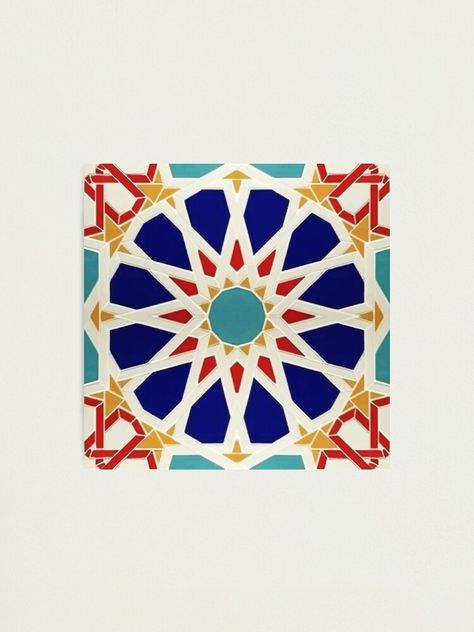 "Geometric Traditional Andalusian Moroccan Zellige tiles Style" Photographic Print for Sale by Arteresting | Redbubble Andalusian Interior Design, Moroccan Illustration, Kinetic Poster, Moroccan Design Pattern, Andalusian Tiles, Moroccan Prints, Andalusian Architecture, Moroccan Tiles Pattern, Moroccan Zellige