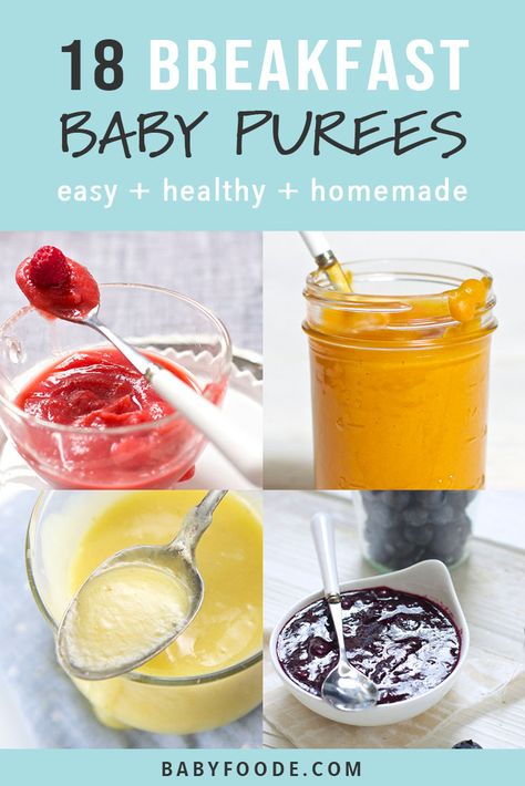 I love this collection of 18 easy, healthy, and delicious breakfast baby food purees! They're packed with fruits, vegetables, and tons of nutrition (and taste) to keep your baby fully and happy all day. Your baby will devour these easy, healthy breakfast purees! #baby #breakfast Breakfast Ideas For Baby, Adventurous Recipes, Baby Food Breakfast, Baby Purees, Baby 6 Months, Baby Nutrition, Baby Breakfast, Kid Recipes, Toddler Recipes