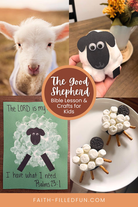 The Good Shepherd sheep-themed bible lesson and craft ideas for kids. Counting Sheep Activity Preschool, David Shepherd Craft, Lamb Activities For Kids, Christmas Sheep Craft, David The Shepherd Craft, Easy Sheep Craft, Sheep Games For Kids, I Am The Good Shepherd Craft For Kids, David The Shepherd Boy Craft