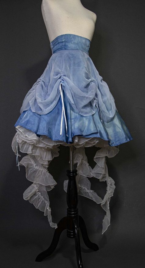 Dreamy Blue Sky Tea Skirt Check more at https://beautyfashionideas.com/dress/dreamy-blue-sky-tea-skirt/ Ocean Clothes Fashion, Water Clothes Aesthetic, Ice Aesthetic Outfit, Jellyfish Gown, Princess Clothes Aesthetic, Ocean Themed Clothes, Water Fairy Outfit, Water Inspired Outfits, Cloud Dresses