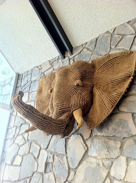 Elephant Wall Decor, Large Macrame, Macrame Projects, Macrame Patterns, Burlap Bag, Macrame, Lion, Knot, Reusable Tote Bags