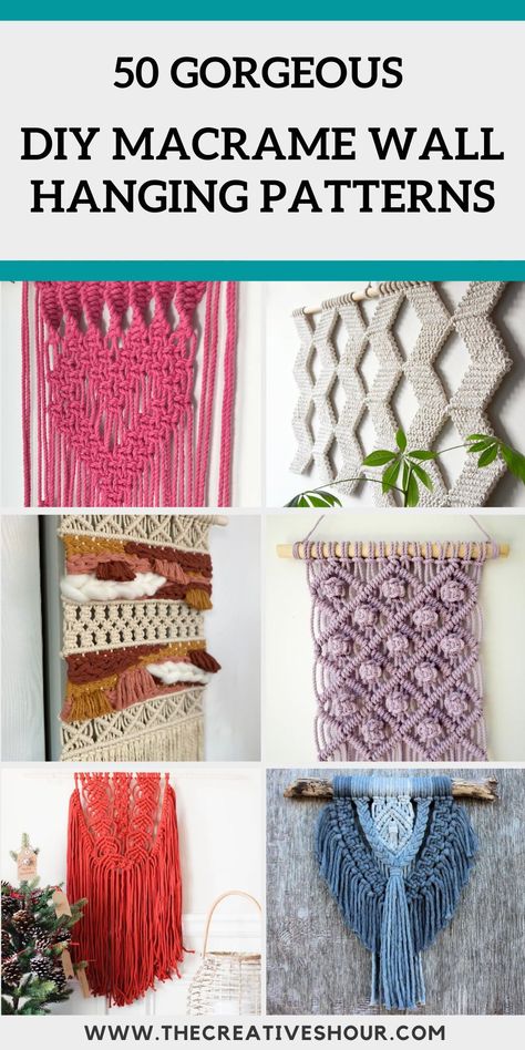 Macrame is such a versatile crafting technique that is not only easy to do but also a lot of fun once you start. Some of these DIY projects could also be amazing gifting ideas. Click here for more beautiful DIY macrame wall hanging patterns, easy macrame wall hanging patterns, macrame wall hanging patterns with tutorials. Medium Macrame Wall Hanging Diy, Colorful Macrame Wall Hangings Diy, Macrame Wall Hanging With Feathers, Free Macrame Patterns Tutorials Wall Hangings, Functional Macrame Projects, Colorful Macrame Wall Hangings, Free Macrame Patterns Wall Hangings, Simple Macrame Wall Hanging Diy, Macrame Patterns Tutorials Wall Hangings