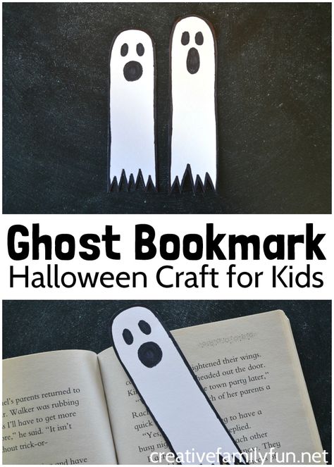 Mark your place in your favorite book with this simple Ghost Bookmark Halloween craft for kids. All it takes is a few simple supplies. Campfire Activities, Ghost Bookmark, Bookmark Halloween, Cheap Halloween Crafts, Halloween Games Activities, Simple Ghost, Bookmark Corner, Literary Festival, Boo Bash