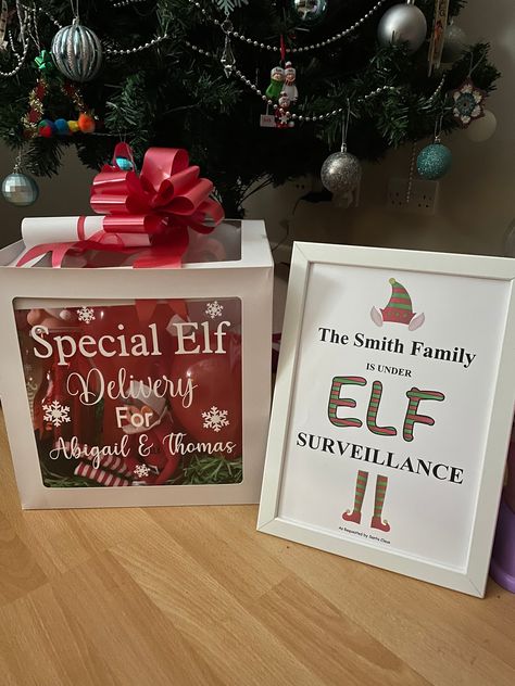 Elf Im Back, Elf Shelf Arrival, Welcome Back Elf, Elf Delivery, Scrabble Gifts, Elf Return, Christmas Garland Mantle, Elf Ideas Easy, Napkin Folds