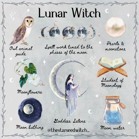 Lunar Witch Altar, Type Of Witches, Witch Asethic, Witch Seasons, Cosmic Witch Aesthetic, Lunar Witch Aesthetic, Moon Witch Aesthetic, Seasonal Witch, Different Types Of Witches