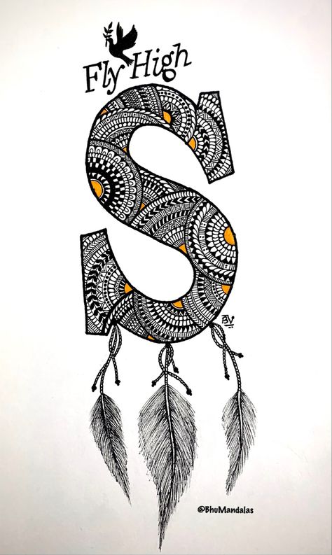 Alphabet S Mandala Art, Mandala Art In Alphabets, Alphabet Mandala Art Letter S, Mom Mandala Art, Mandala Pen Art, Mandala Art Therapy Quotes, Cute Mandala Art With Quotes, Mandala Sketch Simple Easy, Easy Mandala Art For Beginners Step By Step