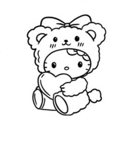 Kawaii Outline Drawing, Small Hello Kitty Drawing, Coloring Sheets Hello Kitty, Sanrio Line Art, Kuromi Coloring Pages Printable, Hello Kitty To Draw, Hello Kitty Coloring Pages Y2k, Cute Coloring Pages Aesthetic Easy, Hello Kitty Line Art