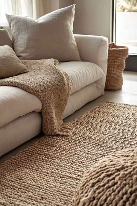 Layering rugs is an easy way to add depth and texture to your living room while also bringing in colors and patterns that complement the space. #LayeringRugs #InteriorTextures #LivingRoomStyle Layer Living Room Rugs, Carpet Rugs Living Room, How To Layer Rugs Living Rooms, Rug Layering Living Room, Layering Rugs Living Room, Layered Rug Ideas, Odd Shaped Living Room, Rug On Carpet Living Room, Layered Rugs Living Room