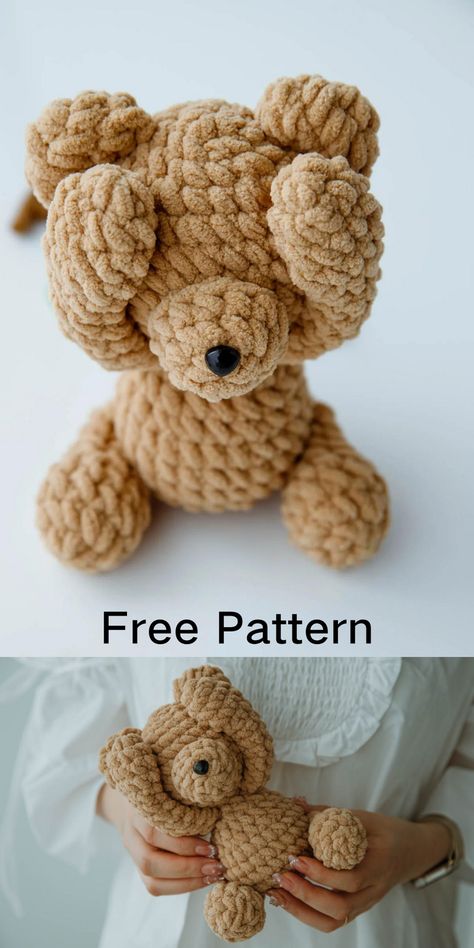 Bernat Amigurumi Free Pattern, Chunky Plush Crochet Pattern, Crochet Teddy Bear Chunky Yarn Free Pattern, Crochet With Chunky Yarn Free Pattern, Easy Crochet Teddy Bear For Beginners, Stuffed Animal Crochet Tutorial, Crochet Bear Patterns Free, Chunky Yarn Crochet Amigurumi, Crochet Bear Pattern Free Easy