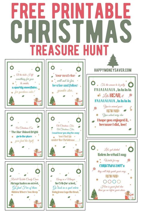 Christmas Treasure Hunt, Christmas Classroom Treats, Treasure Hunt Clues, Christmas Scavenger Hunt, Christmas Mystery, Fun Christmas Party Games, Christmas Activities For Kids, Christmas Time Is Here, Ultimate Christmas