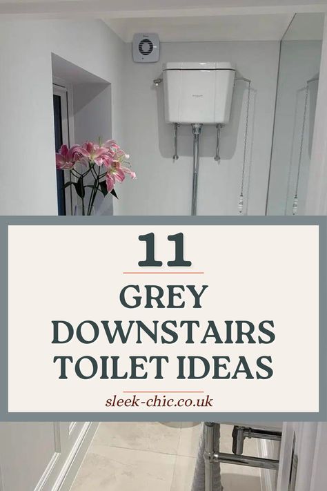 Downstairs toilets are synonymous with being small, poxy and often forgotten, but why not make them the star of their own show? Looking for some inspiration for this difficult to please room? Here are some grey downstairs toilet ideas that will make your guests jealous! Small Guest Wc Ideas, Grey Downstairs Toilet Ideas, Grey Small Toilet Ideas, Downstairs Toilet Storage Ideas, Small Clock Room Toilet Ideas, Small Toilet Colour Ideas, Grey Downstairs Toilet, Grey Toilet Tiles, Grey Walls In Bathroom