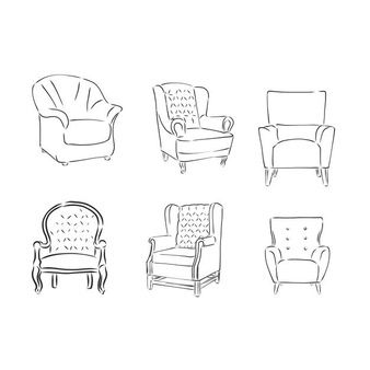 Armchair Drawing Sketch, Comfy Chair Illustration, Furniture Illustration Sketch, Chair Painting Art, Chair Art Drawing, How To Draw Furniture, How To Draw A Chair, Arm Chair Drawing, Chair Drawing Sketches