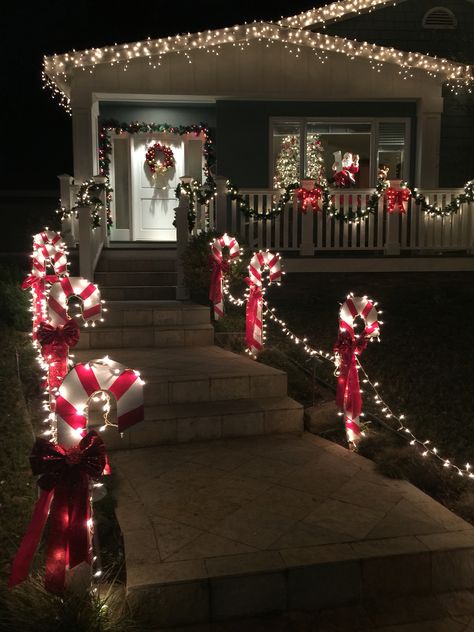 Christmas Decorations Candy Canes, Candy Cane Outside Decorations, Christmas Exterior Decor Lights, Candy Cane Christmas Outdoor Decorations, Candy Cane Decorations Outdoor, Christmas Candy Cane Tree, Candy Cane Outdoor Christmas Decorations, Outside Candy Cane Decorations, Candy Cane Outdoor Decor