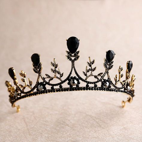 Black Tiara, Crown Aesthetic, Floral Headdress, Vintage Wreath, Wedding Headdress, Royal Aesthetic, Beautiful Tiaras, Gold Hair Accessories, Crystal Headpiece