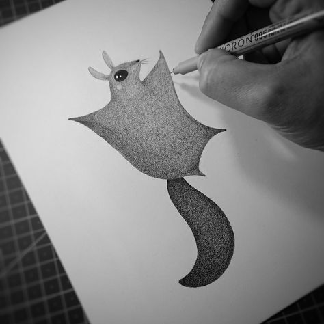 Working on a flying squirrel Flying Squirrel Illustration, Flying Squirrel Drawing, Squirrel Illustrations, Squirrel Drawing, Market Crochet, Fast Sketch, Squirrel Illustration, Brand Inspiration Board, Dot Tattoos