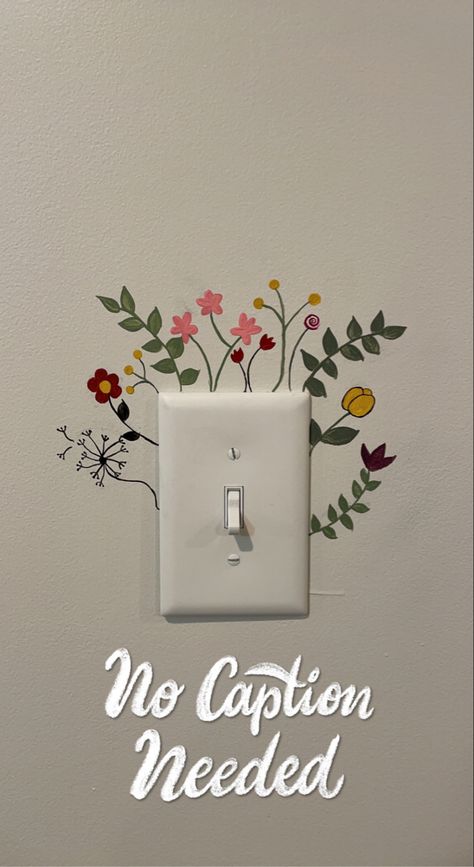 Flowers On Light Switch, Switchboard Doodle Art, Paint Around Light Switch, Bedroom Mural Ideas Paint Simple, Switchboard Wall Painting, Things To Paint On Your Door Bedroom, Aesthetic Switch Board Painting, Light Switch Art Diy, Switch Board Art Aesthetic