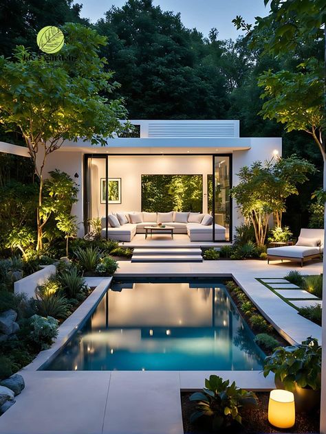 Small House Outdoor Design, Pool Pavilion, Pool Landscape Design, Modern Villa Design, House Construction Plan, Modern Pools, Backyard Pool Landscaping, Photography People, Beach House Design