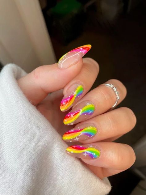 Summer Nails Art, Rainbow Nails Design, Colorful Nail, Vibrant Nails, Cute Gel Nails, Easter Nails, Rainbow Nails, Dream Nails, Funky Nails