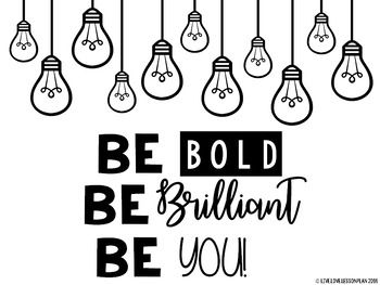 Classroom Door Decor Kit: Be Bold, Be Brilliant, Be You! - Light bulb decor Light Bulb Themed Classroom, Light Bulb Classroom Decor, Be The Light Bulletin Board Ideas, Be The Light Classroom Theme, Farmhouse Classroom Door Ideas, Light Bulb Classroom, Light Bulb Decor, Shine Theme, School Wide Themes