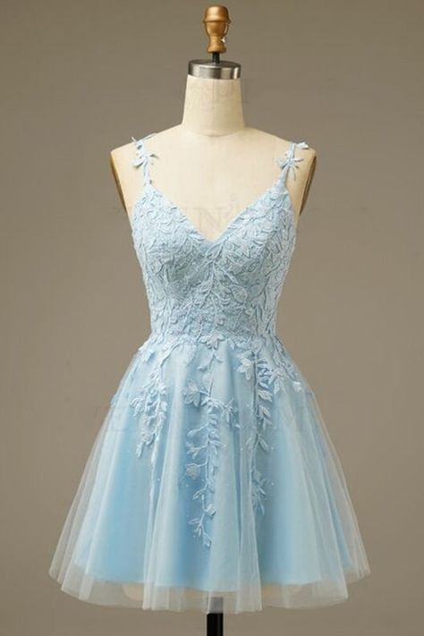 Light Blue Appliques A-line Short Homecoming Dress – Modsele Cute Light Blue Dresses Short, Light Homecoming Dresses, Light Blue Homecoming Dresses Short, Light Blue Winter Formal Dresses Short, Homecoming Dresses Baby Blue, Light Blue Dresses Short, Blue Short Hoco Dress, Tinkerbell Quince, Baby Blue Short Dress