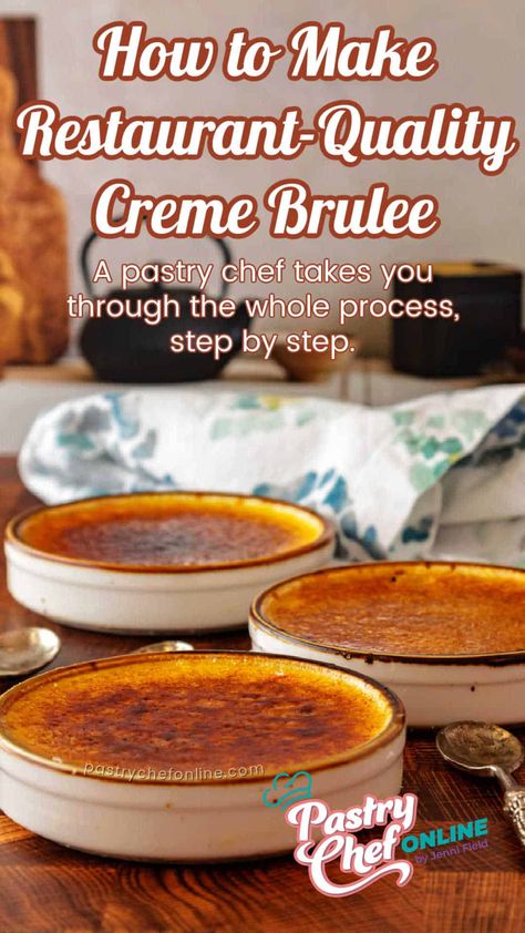 Perfect creme brulee is a thing of beauty, and while the ingredient list for making it is short, there are some tips, tricks, and secrets I want to share with you so you can make even better-than-restaurant-quality creme brulee. #cremebrulee Roasted Plums, Classic French Desserts, Baked Custard, Creme Brulee Recipe, Brulee Recipe, Dinner Party Desserts, Custard Desserts, Rock Recipes, French Dessert