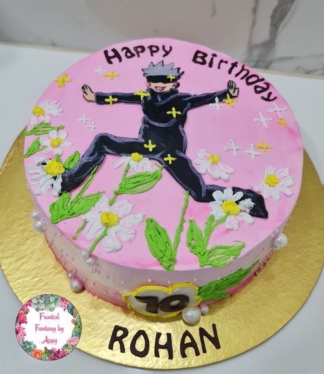 Gojo Cake Design, Jujutsu Kaisen Cake Ideas, Gojo Satoru Cake Design, Jjk Cake Ideas, Jujutsu Kaisen Cakes Birthday, Jjk Birthday Cake, Gojo Birthday Cake, Anime Cake Design Birthday, Jujutsu Kaisen Cake