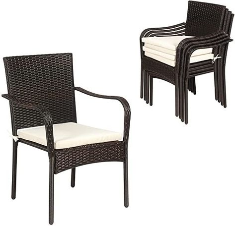 Tangkula 4 Pieces Patio Rattan Dining Chairs, Outdoor Stackable Wicker Chairs with Comfortable Cushions and Armrests, All Weather Outdoor Dining Chair Set for Poolside, Garden and BackyardMobili Fiver, Coat Stand, Emma Ashwood Black, Laminate-Finished, Made in Italy Comfortable Outdoor Furniture, Outdoor Wicker Chairs, Chairs Outdoor, Rattan Chairs, Wicker Dining Chairs, Rattan Dining, Outdoor Patio Chairs, Rattan Dining Chairs, Relaxation Room