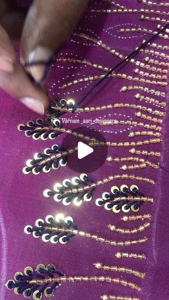 Aari Work Images, Bead Work On Blouse, Aari Work Blouse Design Images, Aari Work Designs, Aari Work Designs Pattern Hand Embroidery, Magam Work, Latest Embroidery Designs, Aari Design, Flower Pattern Drawing