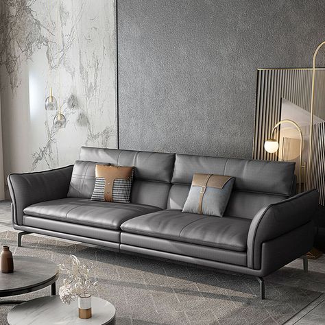 Grey Leather Couch, Gray Leather Sofa, Dark Gray Sofa, House Upgrades, Grey Leather Sofa, New House Living Room, Premium Sofa, Leather Couch, Gray Sofa