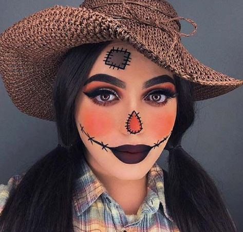 Scarecrow Makeup Ideas, Nem Halloween Makeup, Scarecrow Halloween Makeup, Make Up Guide, Makeup Ideas For Halloween, Halloween Makeup Clown, Scarecrow Makeup, Halloween Make-up Looks, Halloweenský Makeup