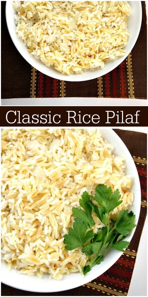 Classic Rice Pilaf recipe from RecipeGirl.com #classic #rice #pilaf #recipe #RecipeGirl Best Rice Pilaf, Pilau Recipe, Harvest Bowls, Rice Sides, The Best Rice, Rice Pilaf Recipe, Pilaf Recipe, Best Rice, Pilaf Recipes