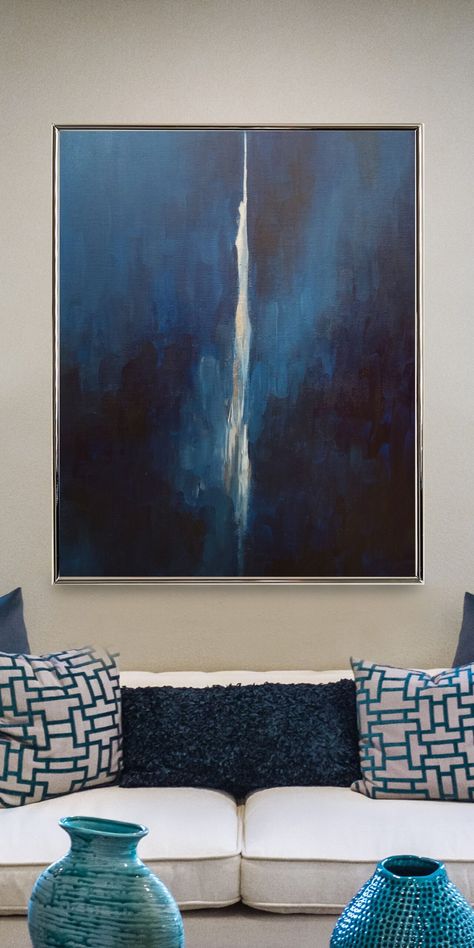 Abstract Painting Acrylic Modern, Oil Painting Modern, Modern Art Paintings Abstract, Blue Abstract Painting, Soyut Sanat Tabloları, Abstract Art Painting Diy, Silver Paint, Modern Art Paintings, Small Canvas Art