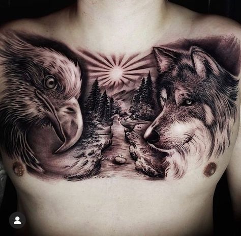 Tattoo Men Thigh, Stomach Tattoo Men, Men Thigh Tattoo, Wolf Chest Tattoo, Small Tattoo For Men, Men Chest Tattoo, Chest Tattoo Wolf, Chest Tattoo Men Ideas, Shoulder Tattoo Quotes