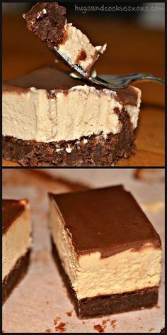 PEANUT BUTTER CHEESECAKE BROWNIE BARS WITH GANACHE Peanut Butter Cheesecake Brownies, Cheesecake Brownie Bars, Hugs Cookies, Cheesecake Brownie, Brownie Bars, Peanut Butter Cheesecake, Peanut Butter Desserts, Peanut Butter Brownies, Cheesecake Brownies