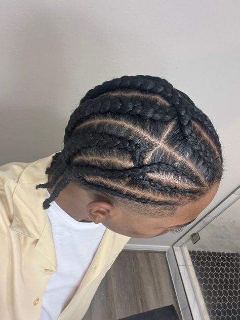 Dyed Cornrows, Guy Cornrows Braids, Guy Cornrows, Cornrows Aesthetic Men, Man Cornrows Style Full Head, Cornrows Guys, 4 Cornrows Braids, Cornrow Braids Men, Mens Twists Hairstyles