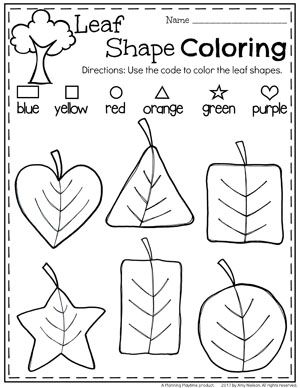 Fall Leaves Worksheets For Preschool, Fall Color Activities For Preschool, Leaf Prek Activities, Leaves Math Activities Preschool, Color The Shapes Worksheet, Fun Halloween Crafts Preschool, Preschool Fall Crafts Art Activities, Fall Ideas For Preschool, Preschool Worksheets And Activities For Fall Free Printable Pdf