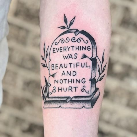 Benny on Instagram: “Had a lot of fun making this Kurt Vonnegut inspired tattoo for Bruce. Thanks man. DM to set something up. #alliancetattoo…” Steven King Tattoos, Ray Bradbury Tattoo, Kurt Vonnegut Tattoo, Typography Tattoo, Literary Tattoos, Sleeve Ideas, Kurt Vonnegut, Leg Tattoo, Sleeves Ideas