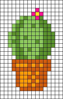 Shadow Shading, Garden Shadow, Melt Beads Patterns, Cactus Cross Stitch, Easy Perler Beads Ideas, Blooming Cactus, Perler Bead Templates, Pixel Art Grid, Tapestry Crochet Patterns