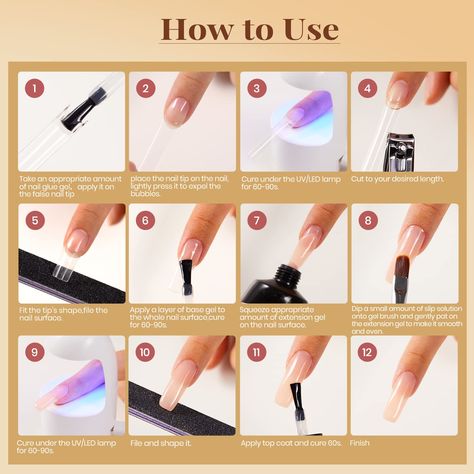 Nail Glue Gel, Nails Accessories, Nail Art Diy Easy, Curved Nails, Nails Tutorial, Gel Nails At Home, Gel Nail Extensions, Nail Art Techniques, Acrylic Nail Kit