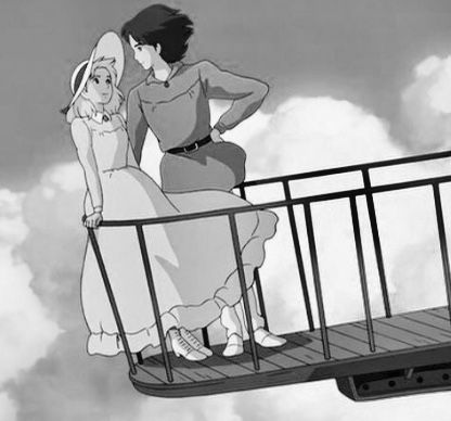 Howl and Sophie | Howl’s Moving Castle Howls Moving Castle Manga Panels, Howl Black And White, Howls Moving Castle Black And White, Howell Jenkins, Reader Wallpaper, Ghibli Icons, Fall Widgets, Ghibli Studios, Monochrome Aesthetic