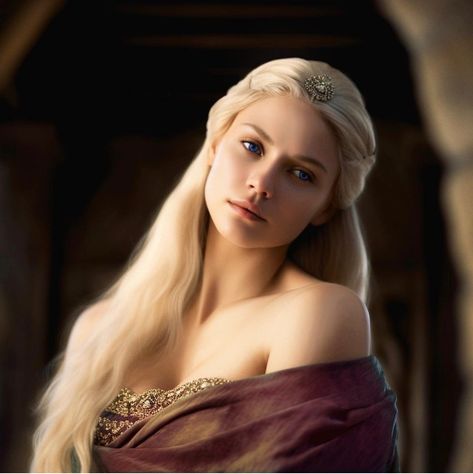 Targaryen Artbreeder, Targaryen Hair Color, Dorne Aesthetic, Targaryen Fancast, Saera Targaryen, Alysanne Targaryen, Targaryen Women, Helaena Targaryen, Long White Hair