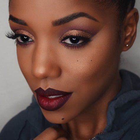 Black Bride: A Make-Up Guide - Inspired Bride Bridal Makeup For Brown Eyes, Red Lips Makeup Look, Red Lipstick Makeup, Red Lip Makeup, Ombre Lips, Natural Lip Colors, Braut Make-up, Black Bride, Dark Skin Makeup