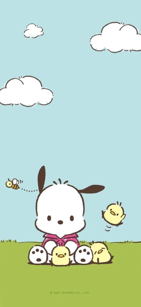 Beground Aesthetic, Pig Wallpaper, Walpaper Hello Kitty, Retro Wallpaper Iphone, Sanrio Pochacco, Sanrio Wallpaper, Hello Kitty Iphone Wallpaper, Cute Simple Wallpapers, Character Wallpaper